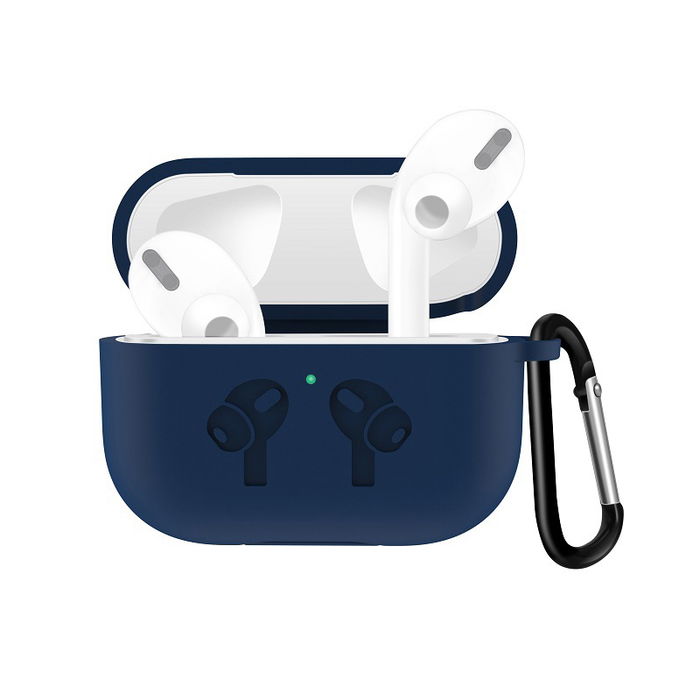 Silikonhülle blau für Apple AirPods Pro Ladecase - Ladeschale Case mit Karabinerhaken zum Umhängen - Schutzhülle: blue matt pastell - Airpodshülle Tasche Hülle Cover Etui Airpodscase
