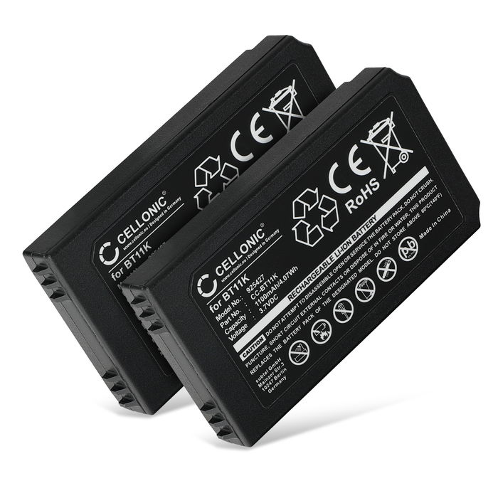 2x Battery for Ikusi IK2, PUPITRE IK2, Ikusi T70/2, Konecranes Mini Joystick Radio RMJ BT11K (1100mAh, 3.7V) from CELLONIC