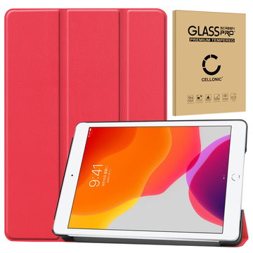 Flip Cover Tablethülle für Apple iPad 10.2 2019, 2020, 2021 (7th, 8th, 9th Gen) Tablet Schutzhülle mit Bumper und Ständer / Stankfunktion - Kunstleder rot Bookstyle Case Klapphülle faltbar - Touchpad Tasche / Hülle