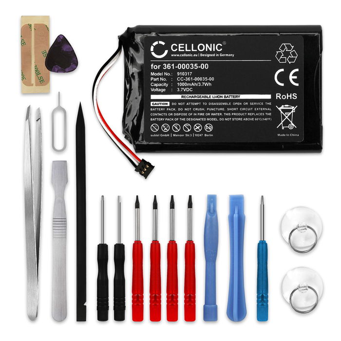 Garmin Edge 810 Akku + Werkzeug-Set 1000mAh Ersatzakku Batterie von CELLONIC