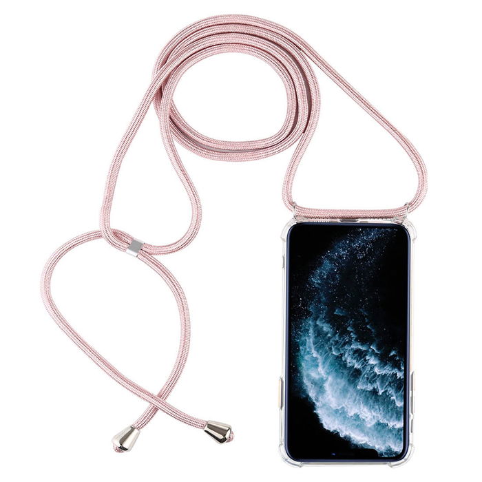 Handykette für Apple iPhone 11 Pro - Silikon, Transparent/Rosa Tasche, Case, Etui, Hülle