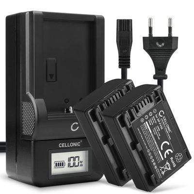 2x Ersatz Akku NP-FV70A NP-FV50A NP-FV30 NP-FV90 NP-FV100A + Ladegerät für Sony FDR-AX33 AX53 AX100e HDR-PJ810 PJ530 PJ330 PJ260 HDR-CX625 CX900 HDR-XR550 NEX-VG900 Kamera - 650mAh Ersatzakku Batterie, Ladekabel, Akkuladegerät