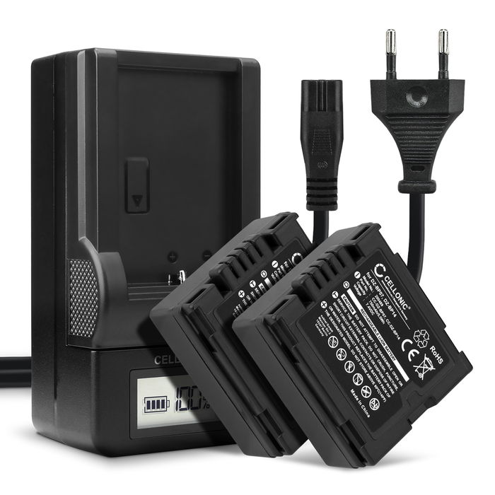 2x Panasonic NV-GS230 Akku + Ladegerät 750mAh Ersatzakku Batterie von CELLONIC
