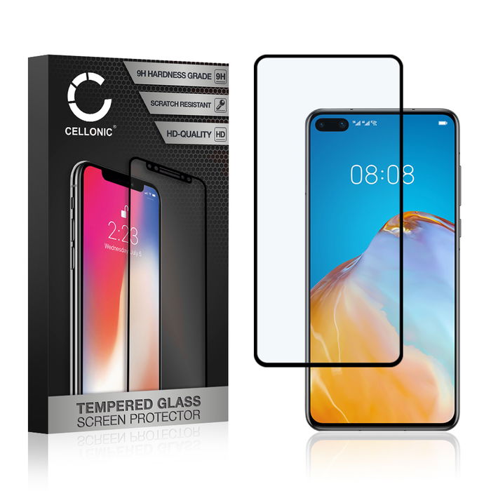 CELLONIC Display Schutzglas kompatibel mit Huawei P40 Handyglas - 3D Case-friendly 9H 0,33mm Full Glue schwarz - Handy Schutzfolie Displayschutz Glas Folie, Screen Protector Glass