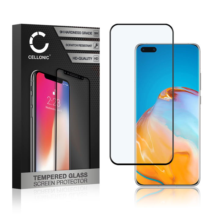 CELLONIC Display Schutzglas kompatibel mit Huawei P40 Pro Handyglas - 3D Full Cover 9H 0,33mm Full Glue schwarz - Handy Schutzfolie Displayschutz Glas Folie, Screen Protector Glass