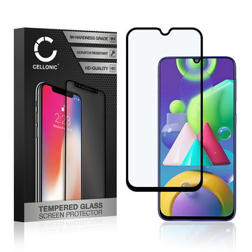 CELLONIC Display Schutzglas kompatibel mit Samsung Galaxy A30 / A30s / A50 / M21 / M30s / M31 Handyglas - 3D Case-friendly 9H 0,33mm Full Glue schwarz - Handy Schutzfolie Displayschutz Glas Folie, Screen Protector Glass