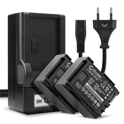 2x Ersatz Akku BP-807,BP-809,BP-819,BP-827 + Ladegerät für Canon XA10 HG10 HG20 HF10 HF100 FS300 VIXIA HF G20 G10 HF200 HF20 HF S100 LEGRIA HF G25 HF200 HF M46 Kamera - 890mAh Ersatzakku Batterie, Ladekabel, Akkuladegerät