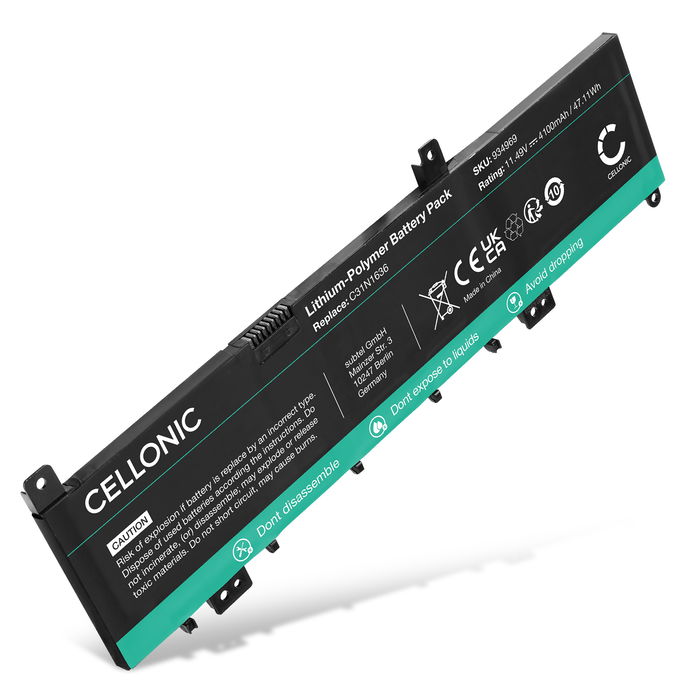 Battery for ASUS VivoBook Pro 15 N580VD, N580, N580GD, N580VN, X580, C31N1636, C31PNCH 11.49V 4100mAh from CELLONIC