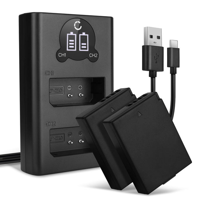 2x Canon EOS 1200D Akku + Dual Ladegerät 1020mAh Ersatzakku Batterie von CELLONIC