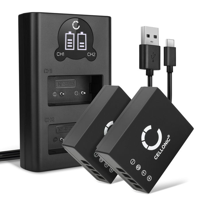 2x Fuji X100F Akku + Dual Ladegerät 1140mAh Ersatzakku Batterie von CELLONIC