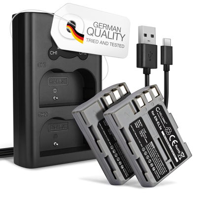 2x CELLONIC Camera Battery for Nikon D700 D70s D80 D90 D900 D100 D200 D300 D300S D50 D70 Replacement EN-EL3e EN-EL3a EN-EL3 Battery 1600mAh Backup + Dual Charger MH-18a