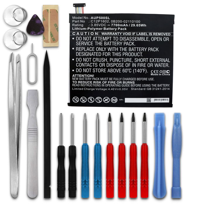 ASUS ZenPad 3S 10 (Z500KL) Akku + Werkzeug-Set 7700mAh Ersatzakku Batterie von subtel