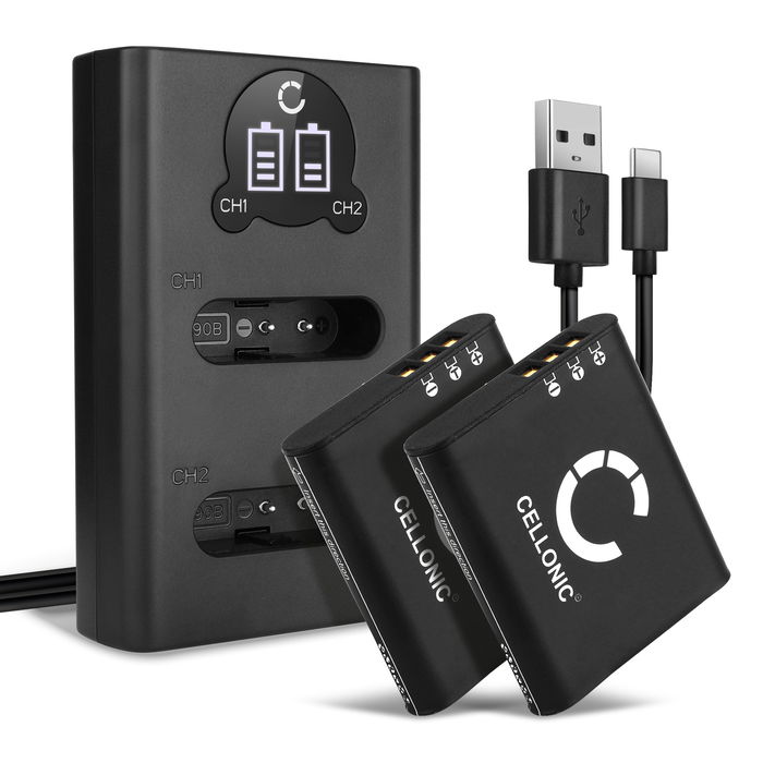2x Olympus SH-50 Akku + Dual Ladegerät 1100mAh Ersatzakku Batterie von Cellonic