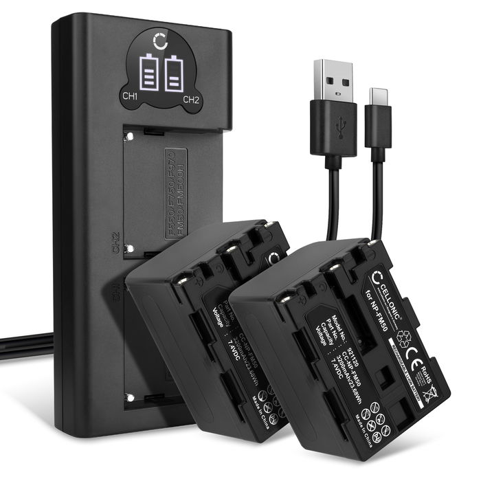 2x Akku für Sony DCR-PC100 Ersatzakku 3200mAh Batterie + Dual Ladegerät