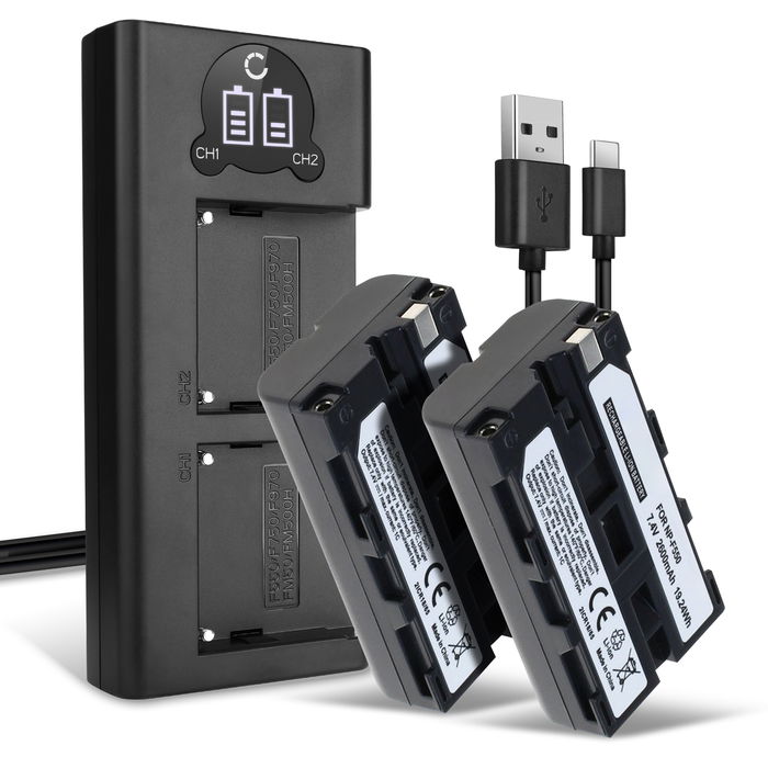 2x Sony CCD-TRV15 Akku + Dual Ladegerät 2600mAh Ersatzakku Batterie von CELLONIC