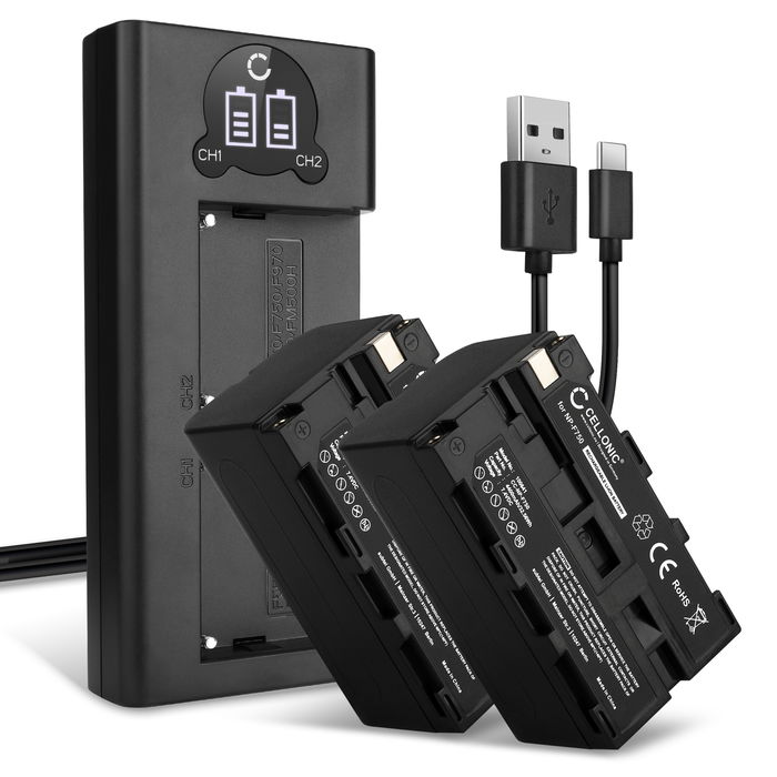 2x Sony DCR-VX2100E Akku + Dual Ladegerät 4400mAh Ersatzakku Batterie von CELLONIC