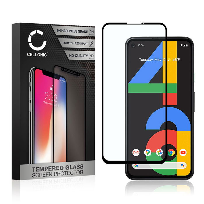 Google Pixel 4A 4G Displayschutzfolie 9H gehärtete Panzerglasfolie 3D Full Cover von CELLONIC