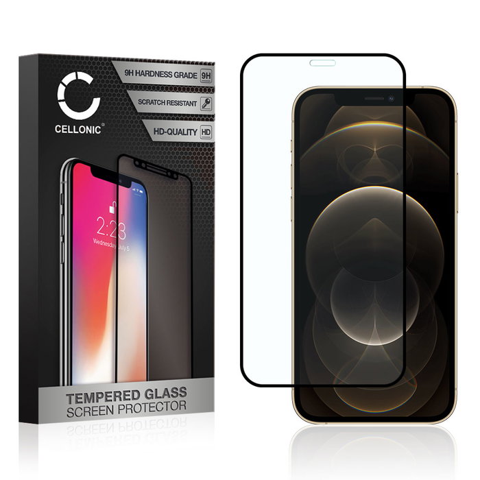 CELLONIC Display Schutzglas kompatibel mit Apple iPhone 12 Pro Max Handyglas - 3D Full Cover 9H 0,33mm Full Glue schwarz - Handy Schutzfolie Displayschutz Glas Folie, Screen Protector Glass
