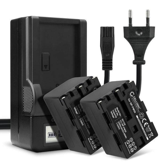 2x Akku für Sony DCR-PC120 Ersatzakku 3200mAh Batterie + Ladegerät