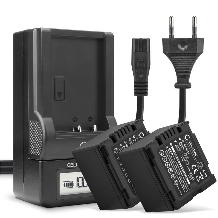 2x Akku für Panasonic NV-GS27 Kamera, Ersatzakku 1440mAh Batterie + Ladegerät