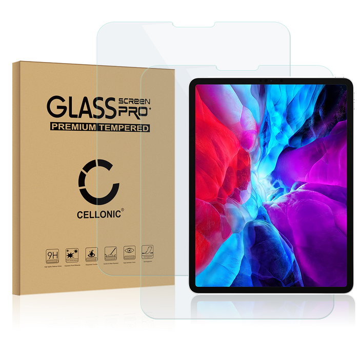 2x CELLONIC Display Schutzglas kompatibel mit Apple iPad 12,9 2020 (A2229 / A2233) Tabletglas - 3D Case-friendly 9H 0,33mm Full Glue Transparent - Tablet Schutzfolie Displayschutz Glas Folie, Screen Protector Glass