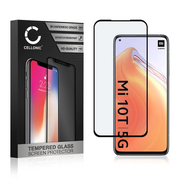 CELLONIC Display Schutzglas kompatibel mit Xiaomi Mi 10T 5G / Mi 10T Pro 5G Handyglas - 3D Full Cover 9H 0,33mm Full Glue schwarz - Handy Schutzfolie Displayschutz Glas Folie, Screen Protector Glass