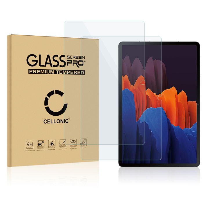 2x CELLONIC Screen Protector for Samsung Galaxy Tab S7 (SM-T870 / SM-T875) Tablet Screen Cover Film - 2.5D 0,33mm Full Glue 9H Tempered Glass Display Screen Guard Crystal Clear