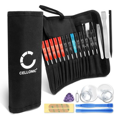 Schraubendreher-Set mit Werkzeugtasche inkl. Phillips, Torx, Pinzette, Siebkleber - Enthält 23 Teile