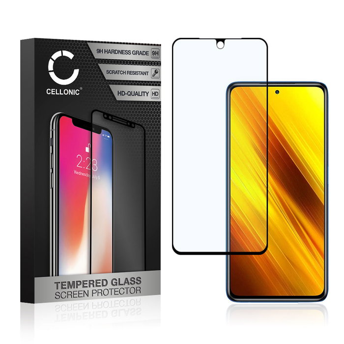 CELLONIC Display Schutzglas kompatibel mit POCO X3 NFC Handyglas - 3D Full Cover 9H 0,33mm Full Glue schwarz - Handy Schutzfolie Displayschutz Glas Folie, Screen Protector Glass