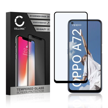 Screen Protector for Oppo A72 Phone Screen Cover - 3D Full Cover 0,33mm Full Glue 9H Tempered Glass Smartphone Display Screen Guard Black