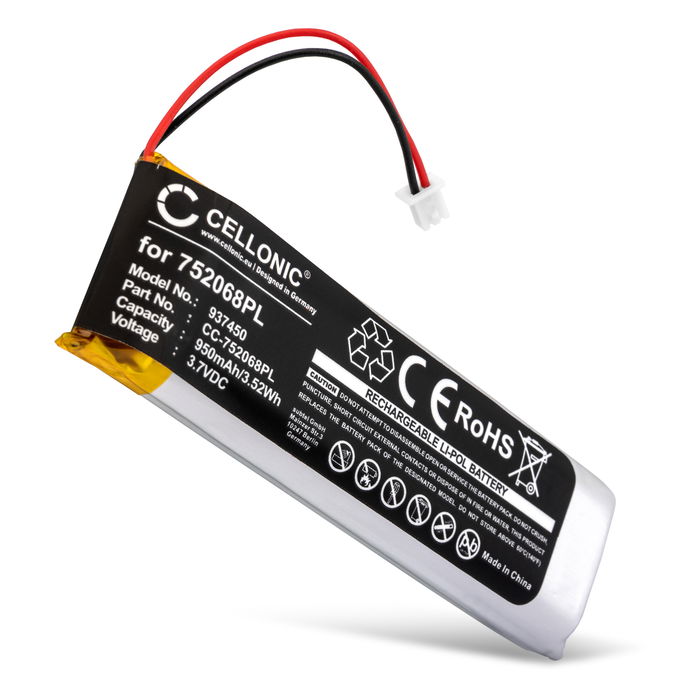 Battery for Midland BTX1, Midland BTX2, Midland BTNext, Midland BTFM 752068PL (950mAh, 3.7V) from CELLONIC