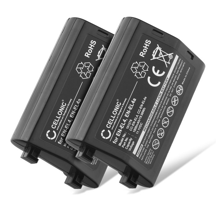 2x Akku für Nikon EN-EL4 Kamera, Ersatzakku 1800mAh Batterie