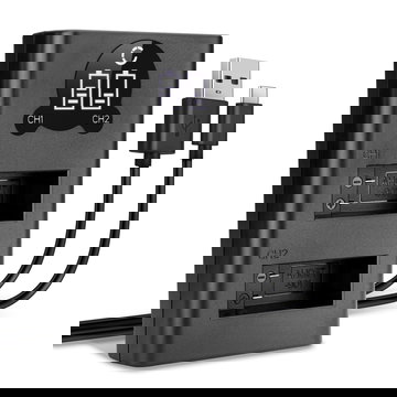 USB-Doppelladegerät (AHDBT-901) für GoPro Hero 9, Hero 10, Hero 11 + 1m + USB Kabel von CELLONIC