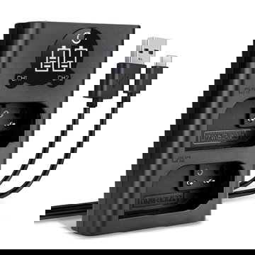 USB-Doppelladegerät (DMW-BLK22) für Panasonic Lumix DC-GH5 II DC-GH6 DC-S5 G9 GH5S + 1m + USB Kabel von CELLONIC