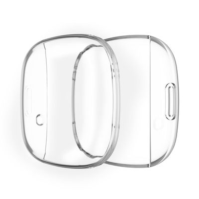 subtel Protective Case & Screen Protector for FitBit Versa 3 / Sense 9H Tempered Glass GPS Smart Watch Cover Smartwatch Bumper Case Frame - Crystal Clear