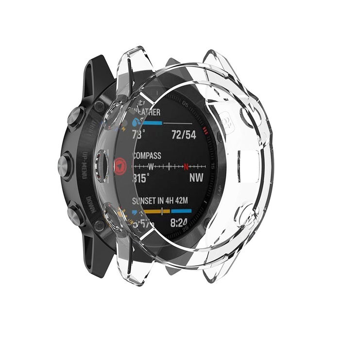 subtel Schutzhülle für Garmin Fenix 6 / Fenix 6 Pro / Fenix 6 Solar - 47mm Bumper Case für 360° Schutz v. Gehäuse u. Touch Bildschirm - Smartwatchcase, Hülle Protector, Transparent