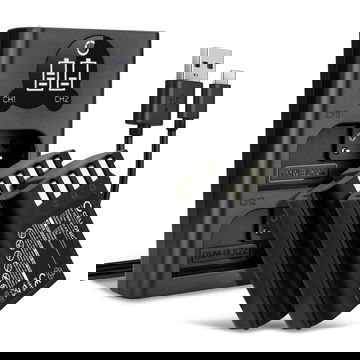 2x Kamera Akku für Panasonic Lumix G9, GH5S, DC-S5, DC-S5K, DC-GH5 II, DMW-BLK22, DMW-BTC15 - DMW-BLK22 Ersatzakku 2250mAh + Dual Ladegerät DMW-BTC15 Ladekabel, Batterie