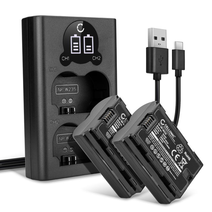 2x FujiFilm X-S20 Akku + Dual Ladegerät 2000mAh Ersatzakku Batterie von Cellonic