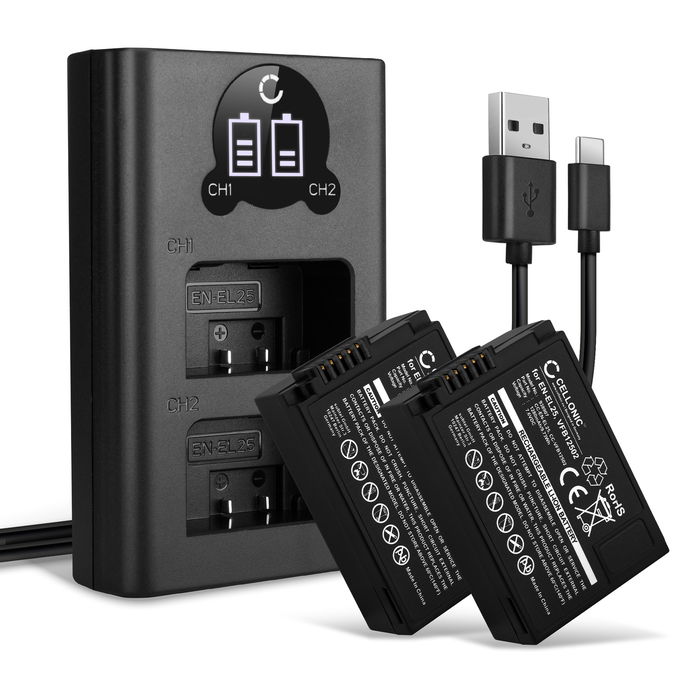 2x Nikon MH-32 Akku + Dual Ladegerät 1280mAh Ersatzakku Batterie von CELLONIC