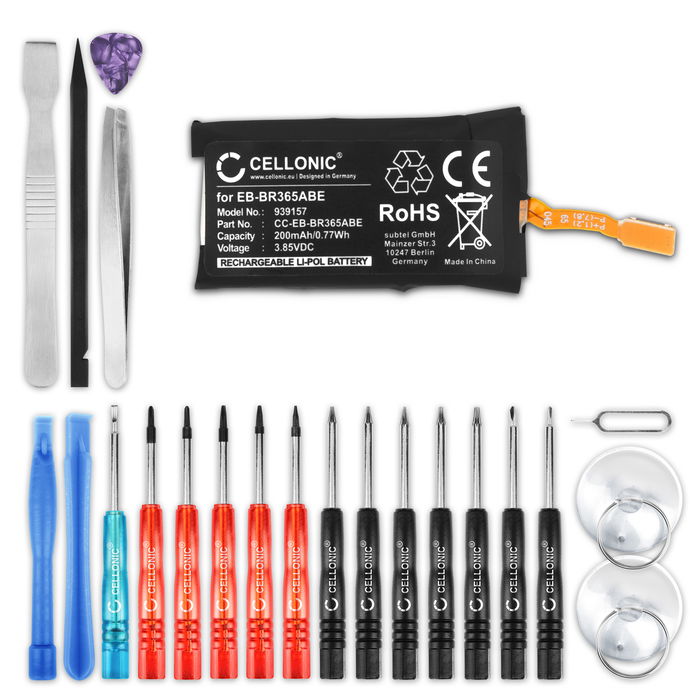 Akku für Samsung Gear Fit 2 Pro (SM-R365) Smartwatch, Ersatzakku 200mAh Batterie + Werkzeug-Set