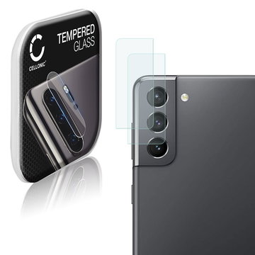 2x CELLONIC Camera Lens Protector for Samsung Galaxy S21 (SM-G991) Phone / Smartphone - Camera lens protective cover 0,33mm Full Glue Crystal Clear 9H Tempered Glass Anti-Scratch Camera Cover