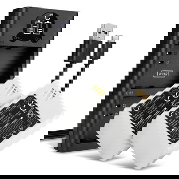 2x Kamera Akku für Arlo Pro 2, Arlo Pro 1 - Arlo A-1, A-1B Ersatzakku 2000mAh + Dual Ladegerät Ladekabel, Batterie