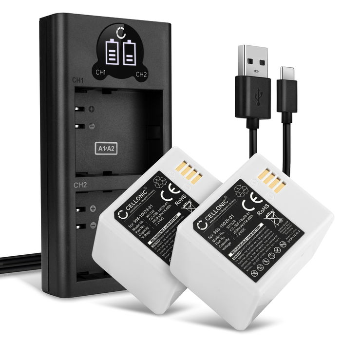 2x Arlo 308-10029-01 Akku + Dual Ladegerät 2000mAh Ersatzakku Batterie von CELLONIC