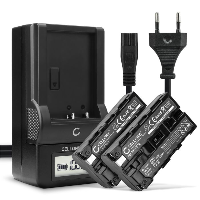 2x Sony NP-F750 Akku, 2600mAh Kamera Ersatzakku + Ladegerät, Batterie