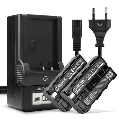 2x Akku für Sony HDR-FX1000E, HDR-FX7E, NP-F330, NP-F730, NP-F950, AC-SQ950D, BC-VM50 NP-F550 F330 F750 (2600mAh, 7.4V) + Ladegerät von CELLONIC