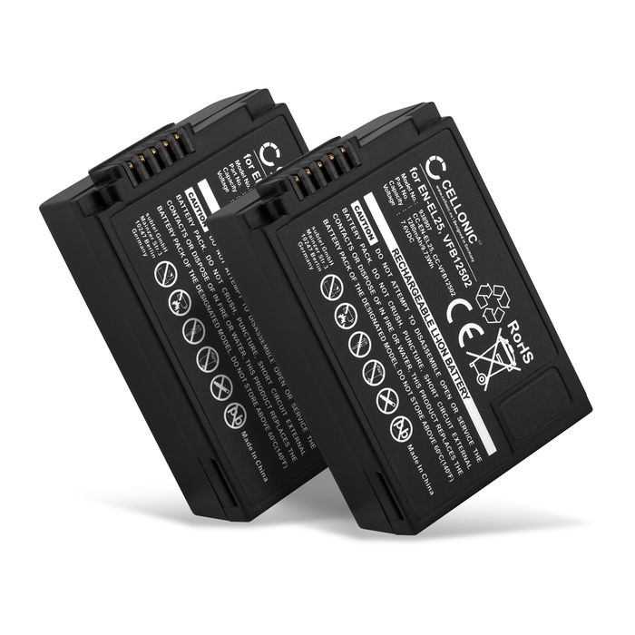 2x Akku für Nikon Z 50 Kamera, Ersatzakku 1280mAh Batterie