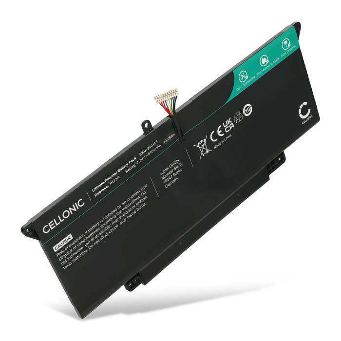 1x Battery for Dell Latitude 7410 2-in-1, 7310, 7000 2-in-1, 7410 14 Touchscreen 2 in 1, 7CXN6, 7CXN6, CQCQ, JHT2H 7.7V 6400mAh from CELLONIC