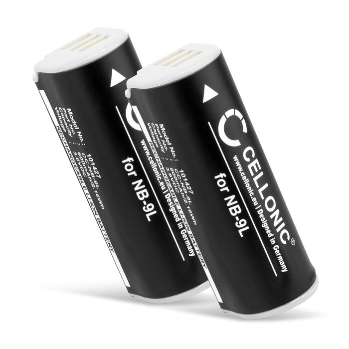 2x Akku für Canon NB-9L Kamera, Ersatzakku 600mAh Batterie
