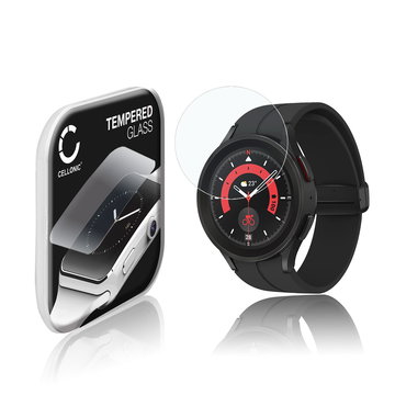 CELLONIC Screen Protector for Samsung Galaxy Watch 5 Pro Fitness Tracker Smart Watch Face Protector - 2.5D 0,30mm Full Glue 9H Tempered Glass Display Cover Crystal Clear