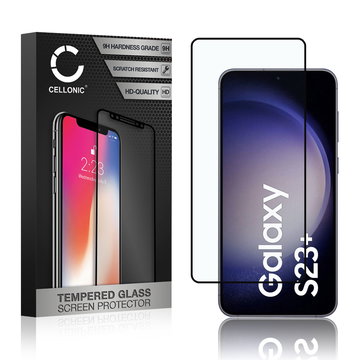 CELLONIC Display Schutzglas kompatibel mit Samsung Galaxy S23 Plus Handyglas - 3D Case-friendly 9H 0,33mm Full Glue schwarz - Handy Schutzfolie Displayschutz Glas Folie, Screen Protector Glass